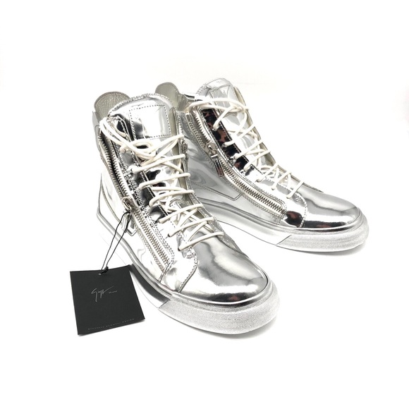 Giuseppe Zanotti Metallic Silver High Tops - NWT - Picture 1 of 9
